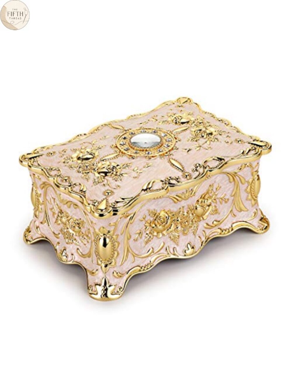 Vintage Metal Jewelry Box Two Layer Trinket Organizer
